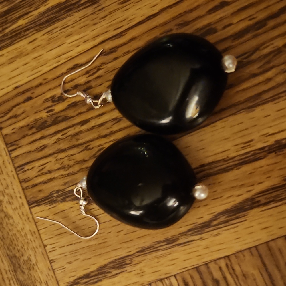 Black stone earrings